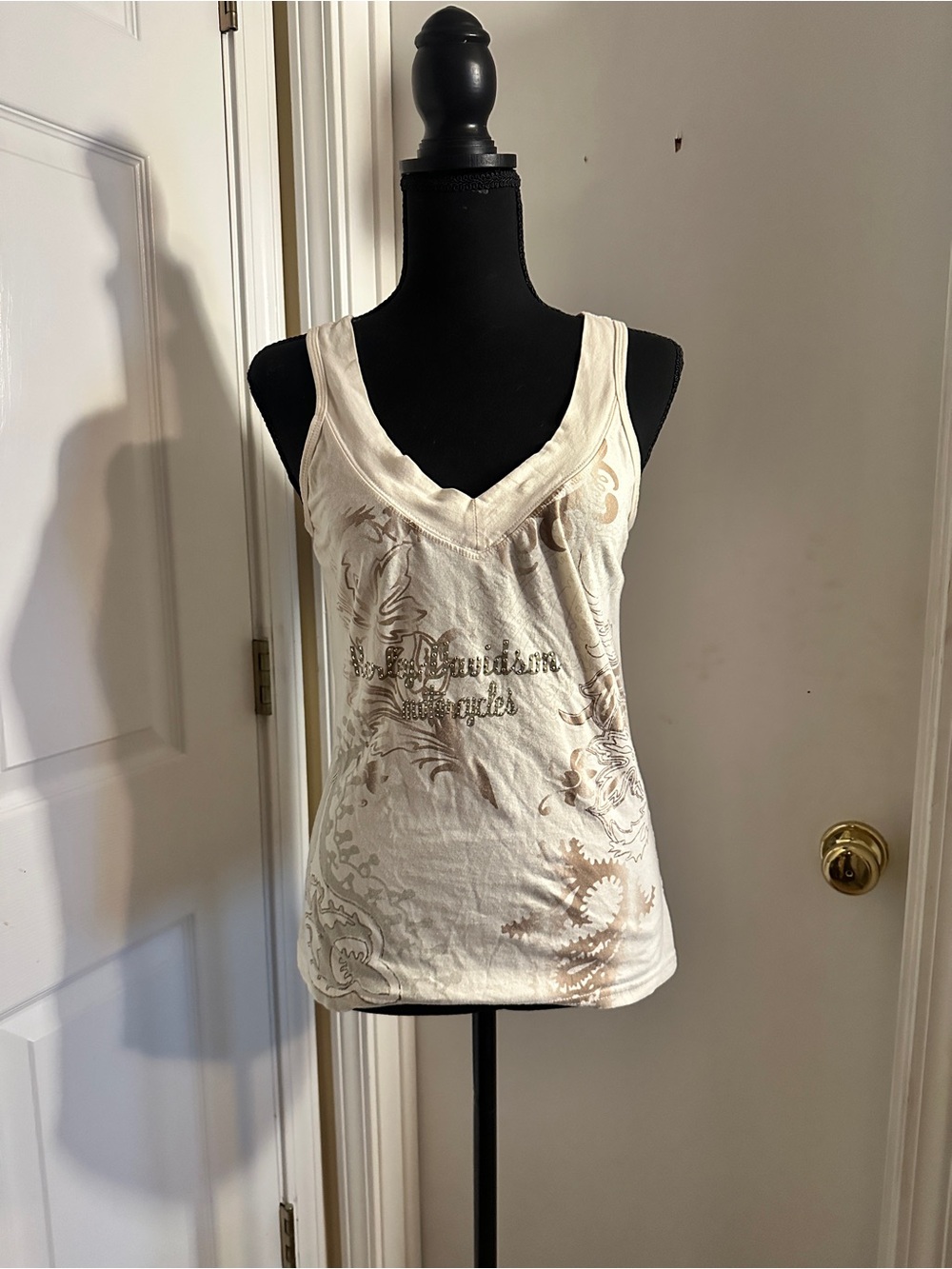 Harley-Davidson Cream Graphic Scoop Neck Tank